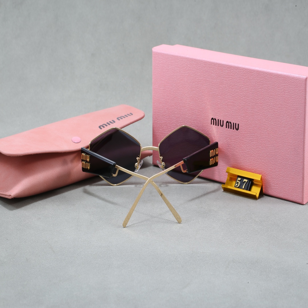 Miu Miu Geometric Rhombus Metal Frame Sunglasses - Image 2