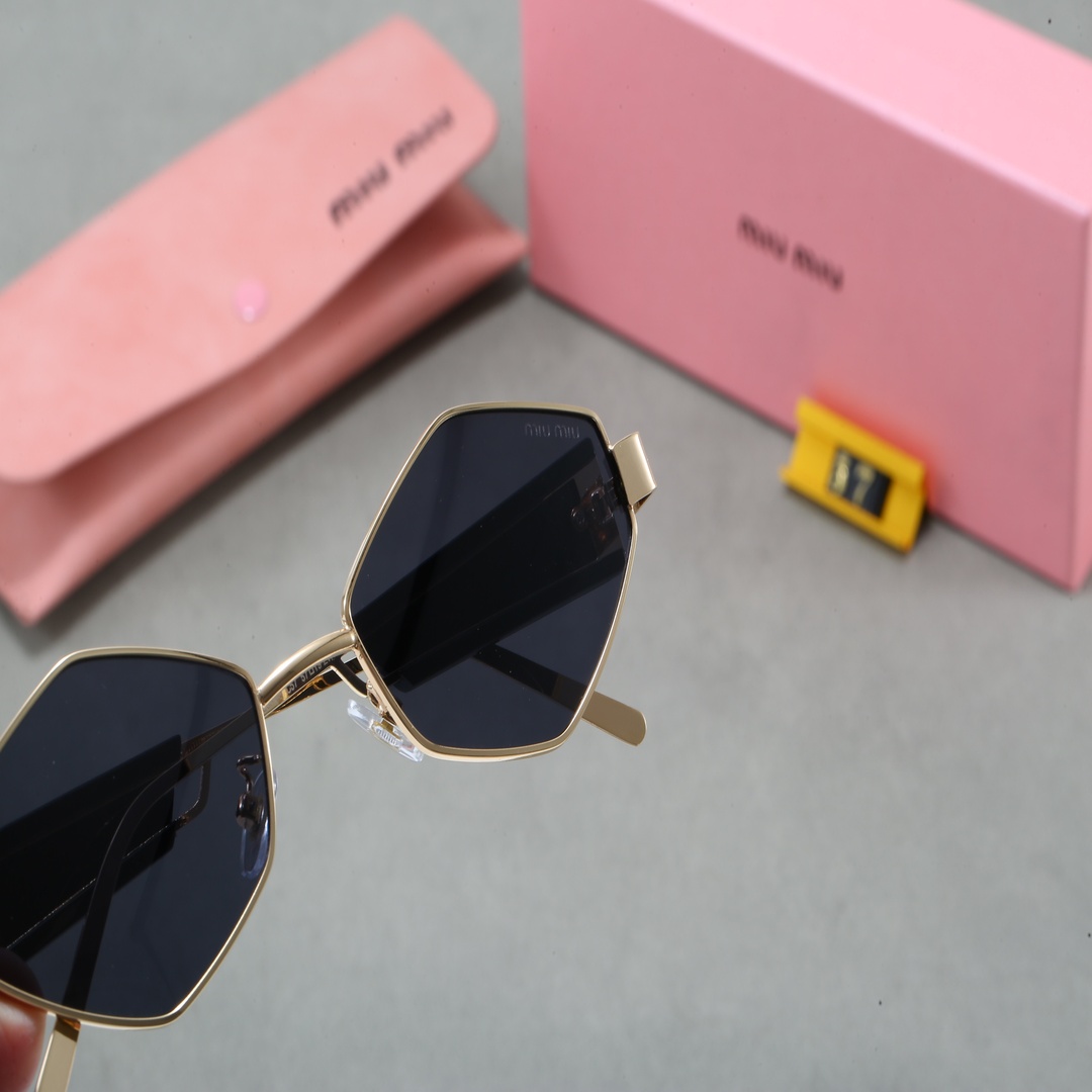 Miu Miu Geometric Rhombus Metal Frame Sunglasses - Image 3
