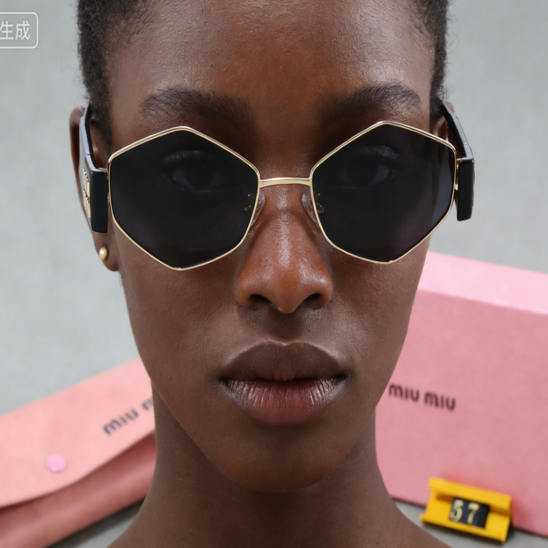 Miu Miu Geometric Rhombus Metal Frame Sunglasses - Image 4