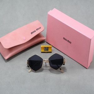 Miu Miu Geometric Rhombus Metal Frame Sunglasses