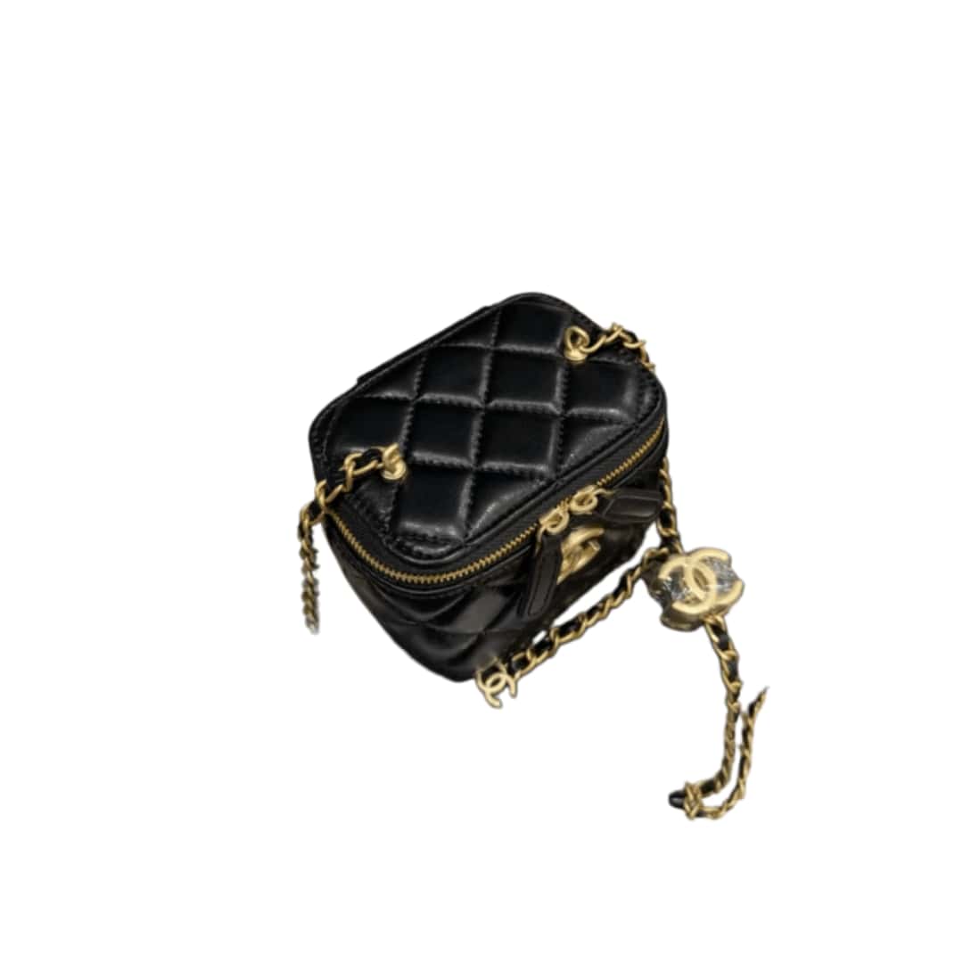 Black Metal Chain Crossbody Bag - Mini Box Bag - Image 3