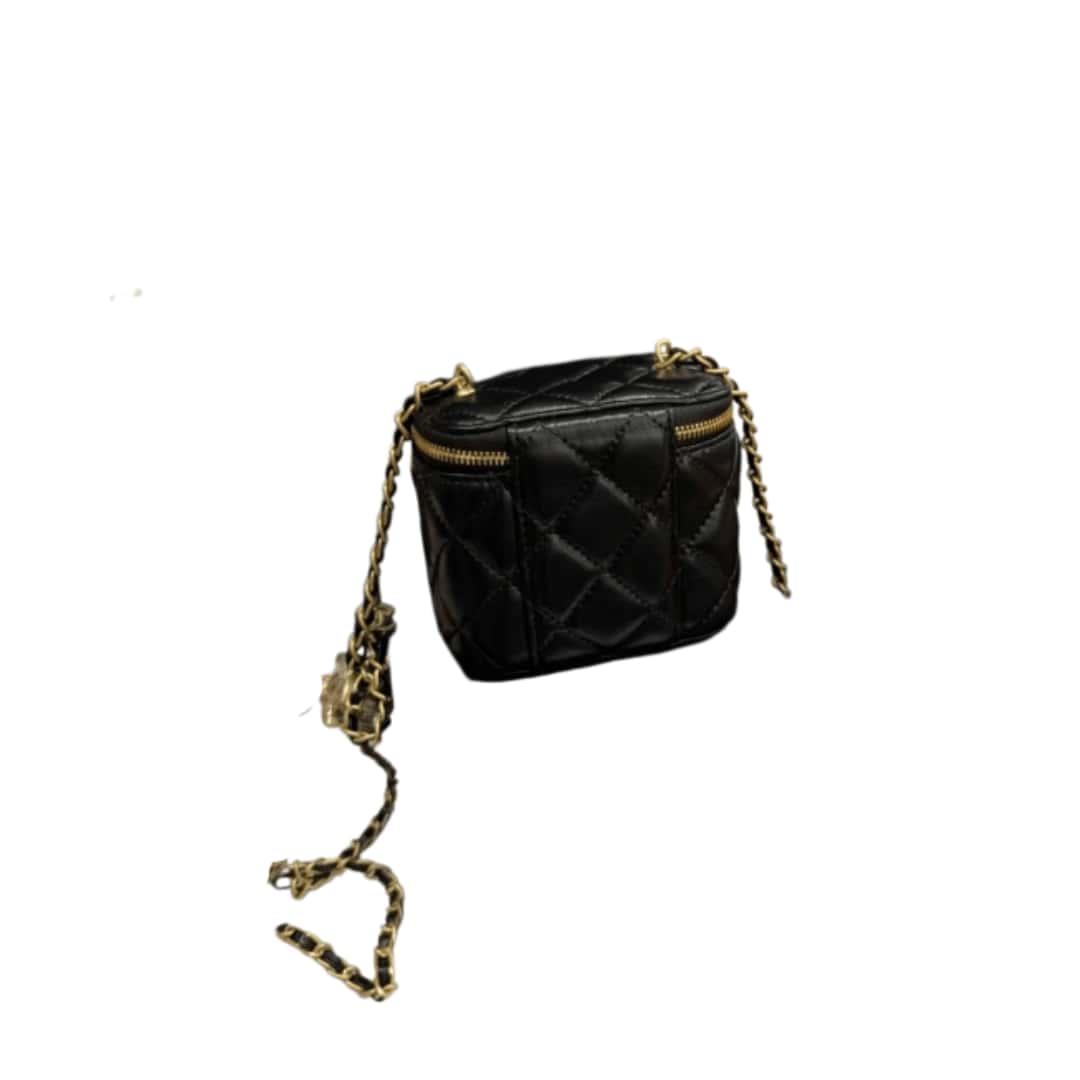 Black Metal Chain Crossbody Bag - Mini Box Bag - Image 4
