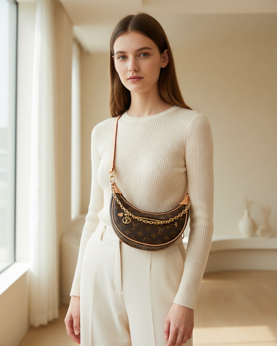 Crescent shoulder bag in tan - alternate view