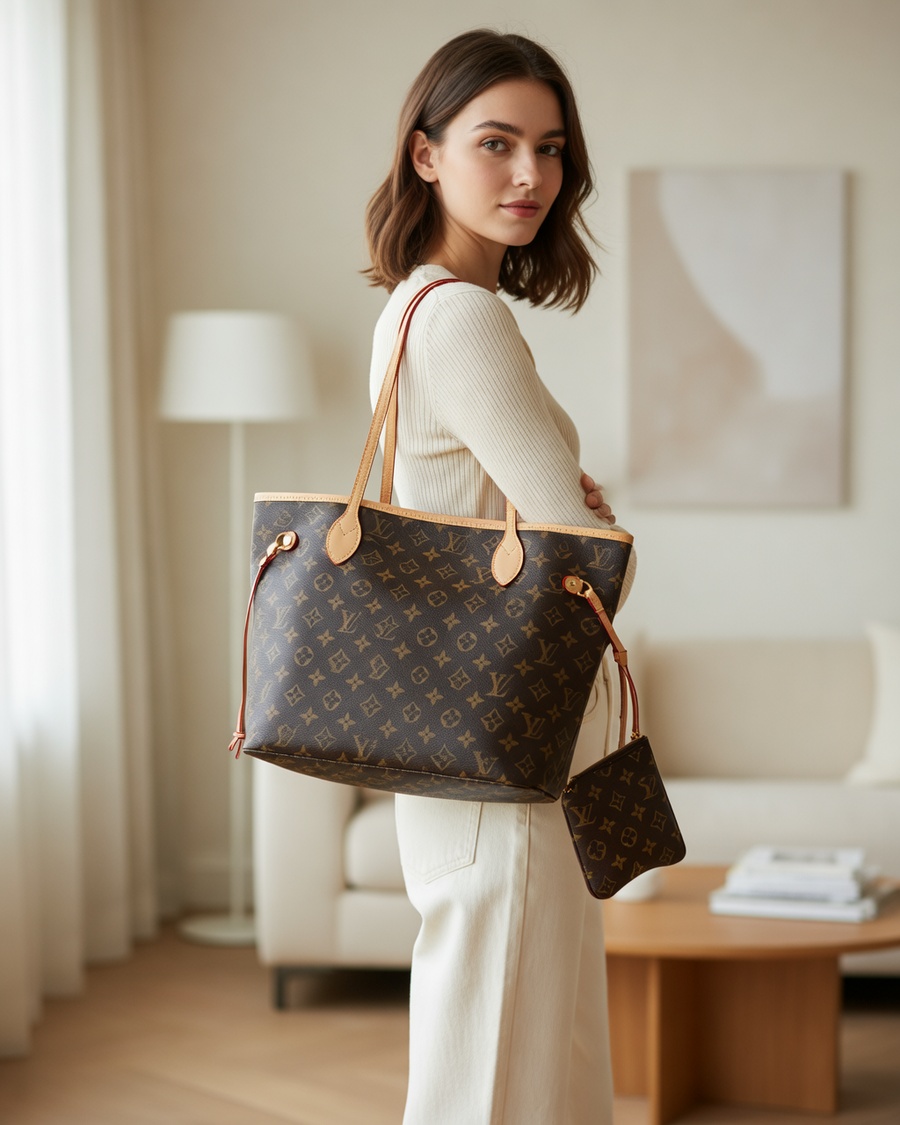 Two-piece tote set with matching inner pouch - alternate view