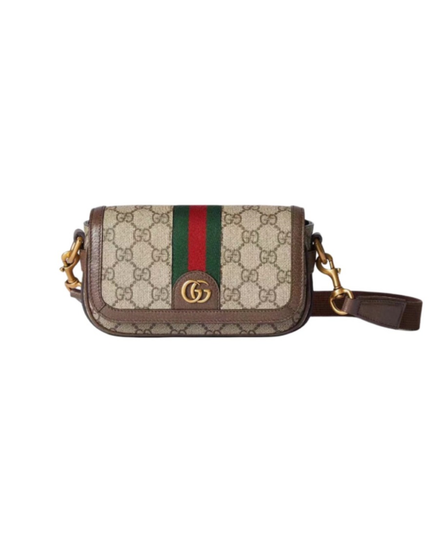 Check-pattern saddle bag with chain strap
